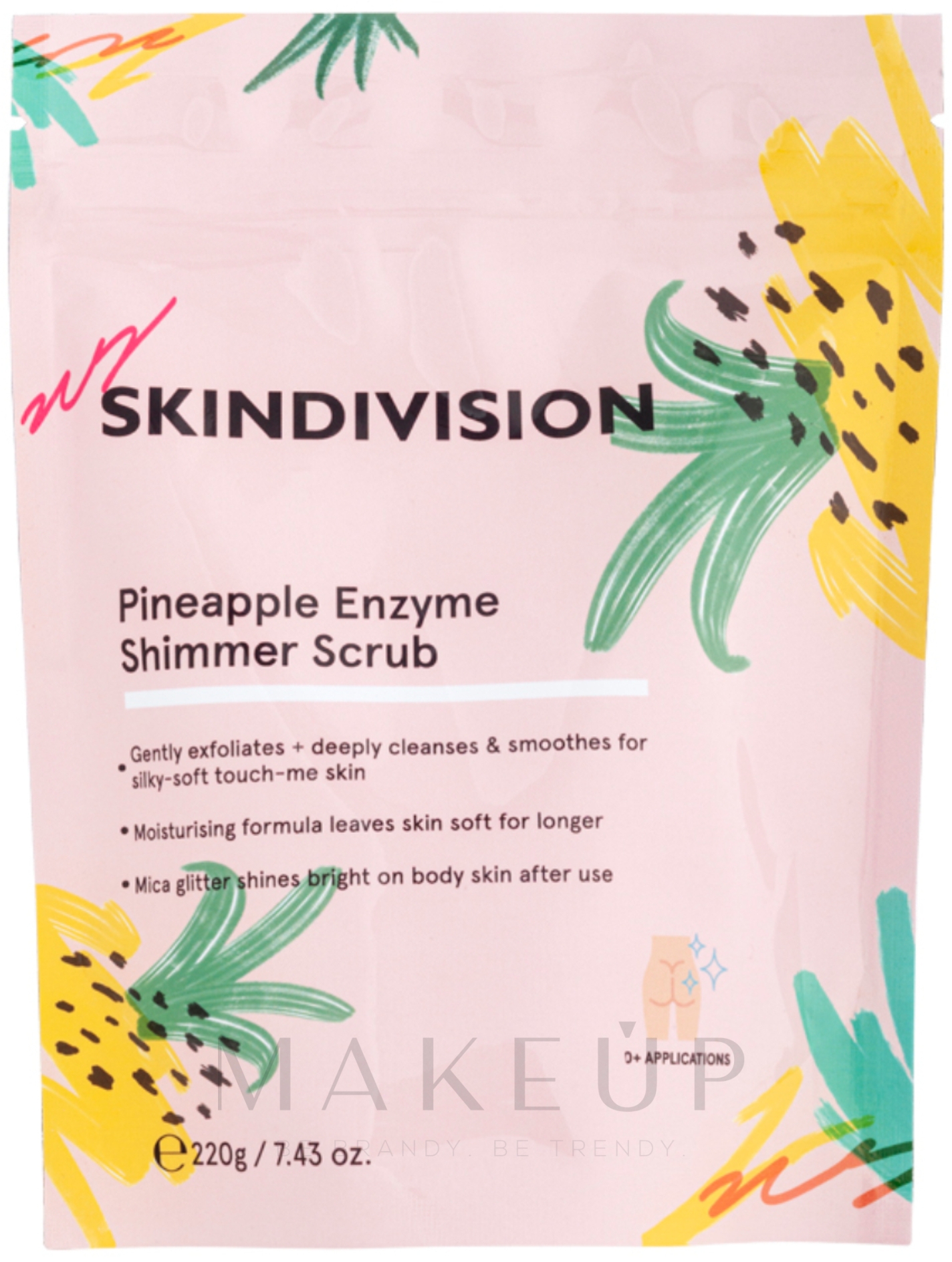 Schimmerndes, glättendes und hauterneuerndes Körperpeeling mit Ananasstielpulver - SkinDivision Pineapple Enzyme Shimmer Scrub — Bild 220 g
