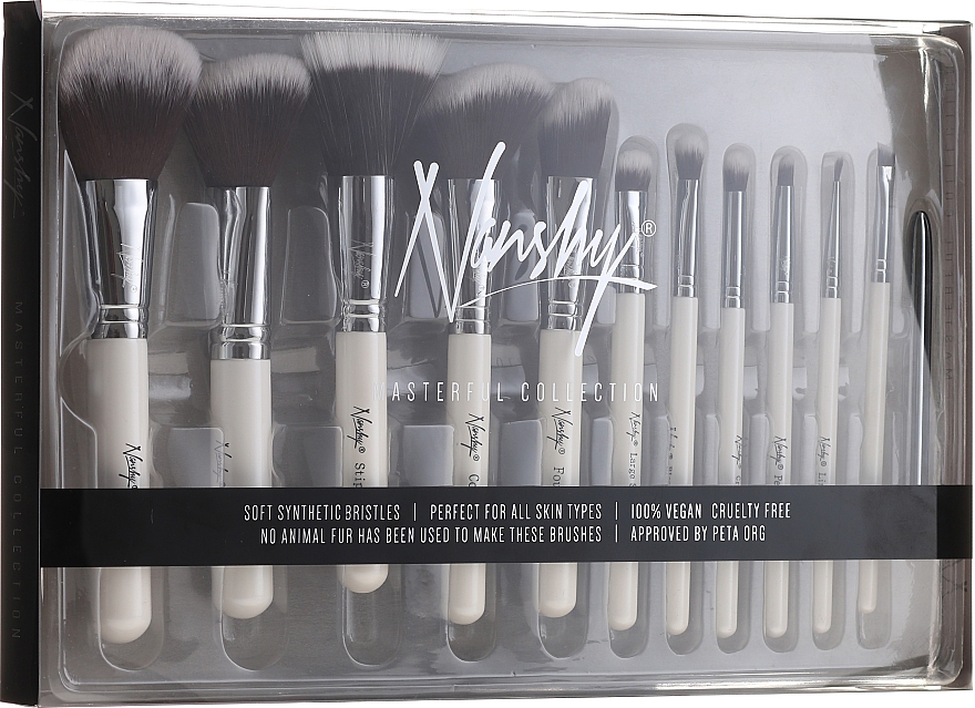 Make-up Pinselset 12-tlg. - Nanshy Masterful Collection Pearlescent White — Bild N1
