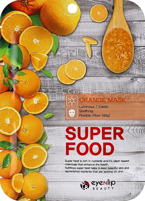 Tuchmaske für das Gesicht mit Orangenextrakt - Eyenlip Super Food Orange Mask — Bild N1