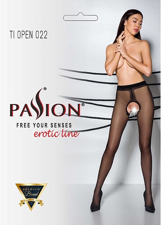 Erotische Strumpfhose mit Ausschnitt Tiopen 022 20 Den black - Passion — Bild N1