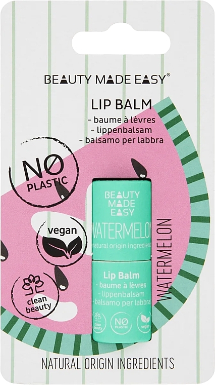 Lippenbalsam Wassermelone - Beauty Made Easy Vegan Paper Tube Lip Balm Watermelon — Bild N1
