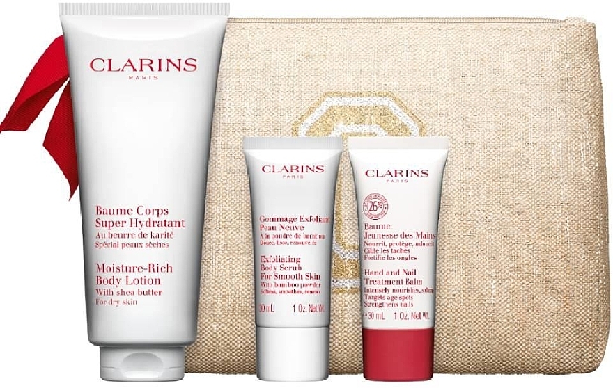 Set - Clarins Body Care Essentials Set (b/lot/200 ml + b/scr/30 ml + h/balm/30 ml + bag) — Bild N1