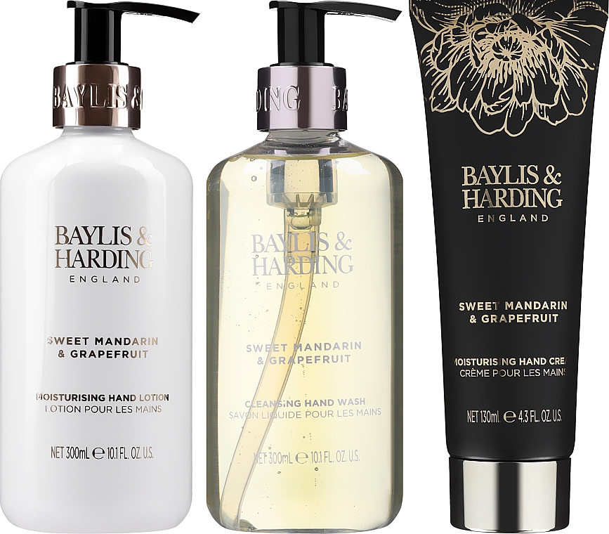 Handpflegeset - Baylis & Harding Sweet Mandarin & Grapefruit (Flüssige Handseife 300ml + Handcreme 130ml + Handlotion 100ml) — Bild N2