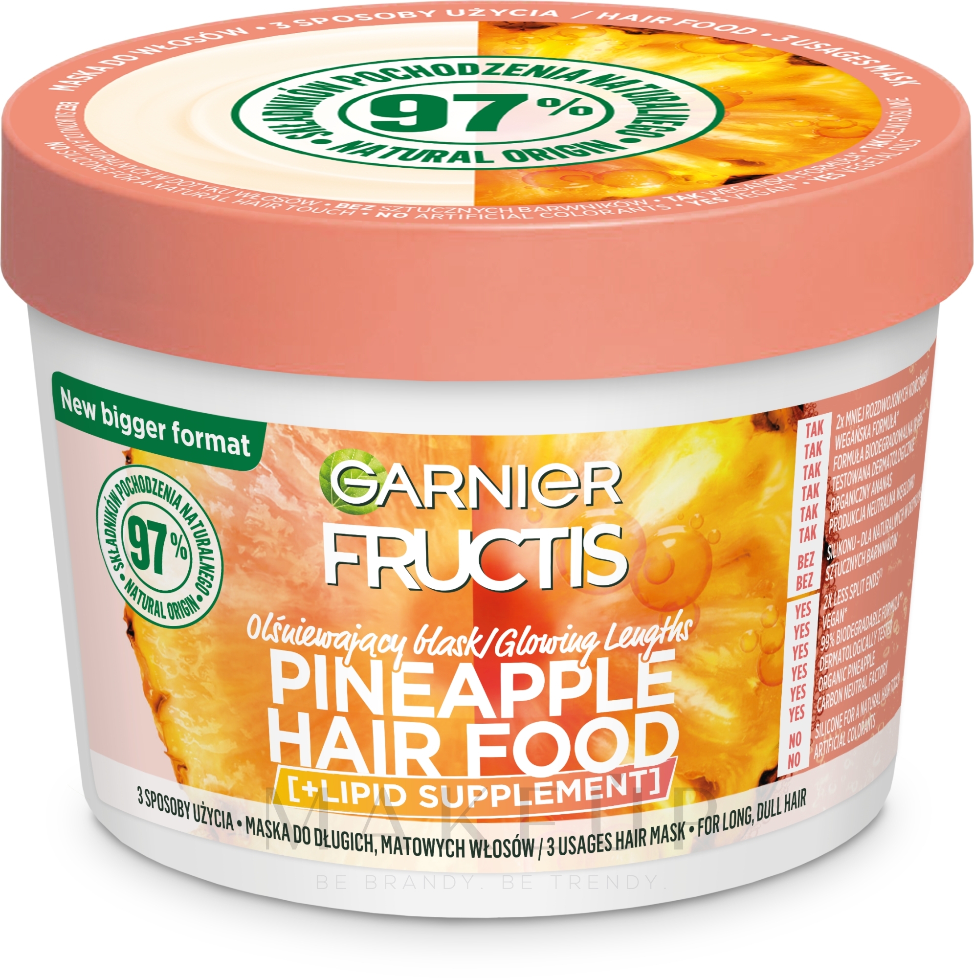 Maske für langes und stumpfes Haar mit Ananas - Garnier Fructis Hair Food Pineapple — Bild 400 ml