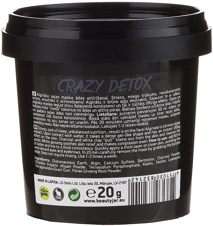 Reinigende Gesichtsmaske mit Aktivkohle, weißem Ton und Ginseng - Beauty Jar Crazy Detox Clearing Rubber Mask — Foto N3