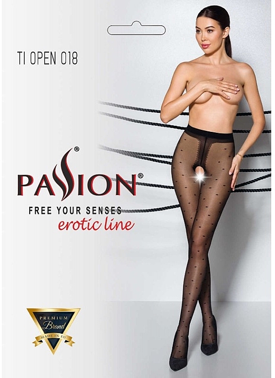 Erotische Strumpfhose mit Ausschnitt Tiopen 018 20 Den black - Passion — Bild N1