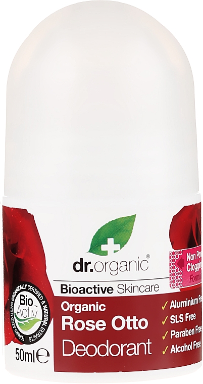 Deo Roll-on mit Rosenöl - Dr. Organic Bioactive Skincare Rose Otto Deodorant — Bild N1