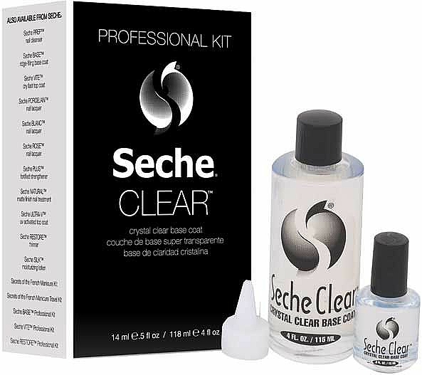 Maniküre-Set aus Nagellack-Basis und schnelltrocknendem Nagelüberlack - Seche Vite Clear Crystal Base Coat (Base Coat/118ml + Base Coat/14ml) — Bild N1