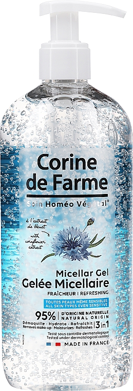 Erfrischendes und feuchtigkeitsspendendes Mizellen-Reinigungsgel für empfindliche Haut - Corine de Farma Micellar Gel Refreshing