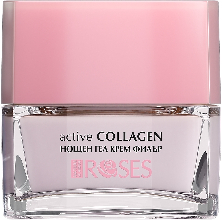 Nachtgel für das Gesicht mit aktivem Kollagen und Rosenwasser - Nature of Agiva Roses Active Collagen Night Gel Cream — Bild N1
