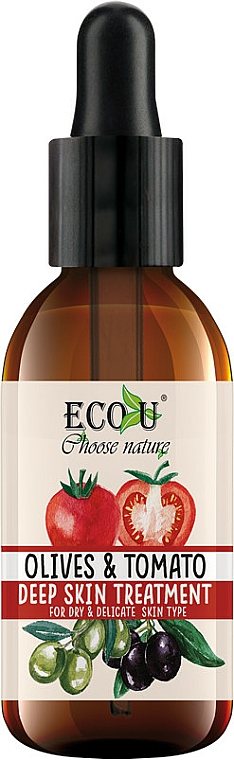 Intensives Gesichtsserum für trockene und empfindliche Haut Oliven und Tomaten - Eco U Face Serum