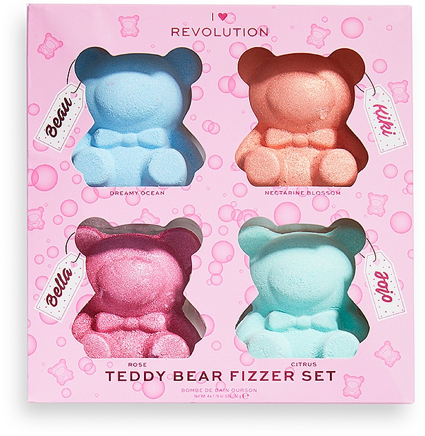 Badeset Teddybär - I Heart Revolution Teddy Bear Fizzer Set (Badebomben 4x50g) — Bild N1