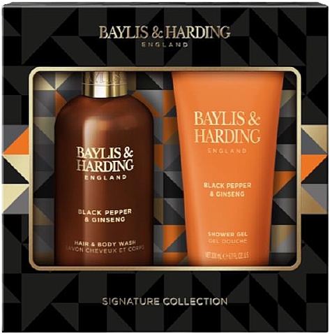 Set - Baylis & Harding Black Pepper & Ginseng Luxury Bathing Duo Gift Set (hair/body/wash/300ml + sh/gel/200ml) — Bild N1