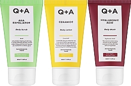 Q+A Travel Trio (Duschgel 50ml + Körperpeeling 50ml + Körperlotion 50ml)  - Gesichtspflegeset — Bild N2