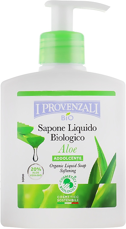 Weichmachende Flüssigseife - I Provenzali Aloe Organic Liquid Soap Softening — Bild N1