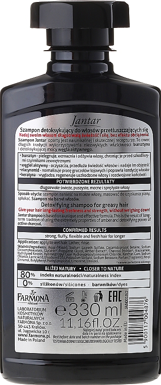 Entgiftungsshampoo mit Aktivkohle gegen Seborrhoe - Farmona Jantar Detoxifying Shampoo With Active Charcoal — Bild N2