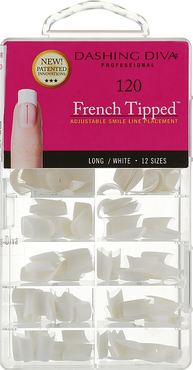 French Nagel-Tips - Dashing Diva French Tipped Long White 120 Tips — Bild N1