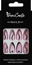 Falsche Nägel mit schwarzem Faden und herzförmigem Detail 24 St. - Deni Carte Nails Natural 2 Minutes Manicure — Bild N1