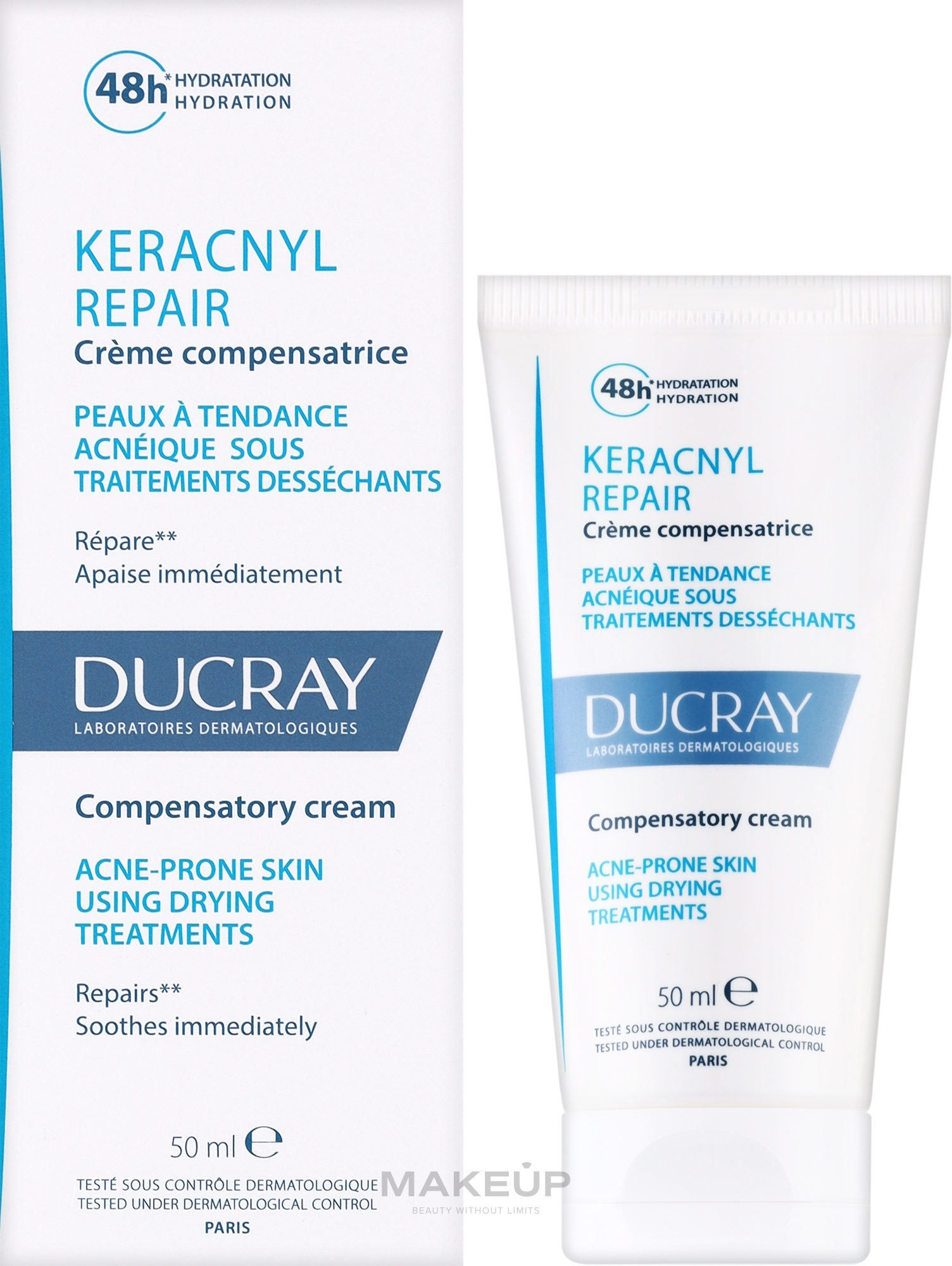 Revitalisierende Creme für zu Akne neigende Haut - Ducray Keracnyl Repair Compensatory Cream — Bild 50 ml