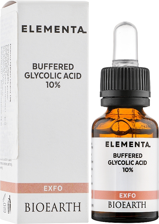 Gesichtsserum mit Glykolsäure 10% - Bioearth Elementa Exfo Buffered Glycolic Acid 10% — Bild N2