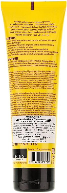 Haarspülung mit Provitamin B5 und Bambusextrakt - Mades Cosmetics Radiant Blonde Perfect Volume Conditioner — Bild N2