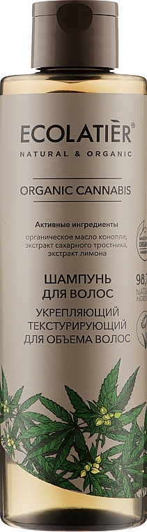Stärkendes Shampoo für mehr Volumen mit Bio Hanföl und Zitronenextrakt - Ecolatier Organic Cannabis Texturizing Shampoo — Bild N2