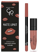 Düfte, Parfümerie und Kosmetik Lippenset (Lippenstift 5.5 ml + Lippenkonturenstift 1.6g) - Golden Rose Matte LipKit Warm Sable