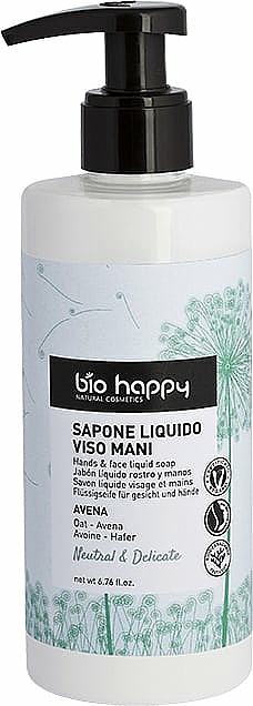 Flüssigseife für Gesicht und Hände mit Bio-Haferextrakt - Bio Happy Neutral & Delicate Hands & Face Liquid Soap — Bild N1