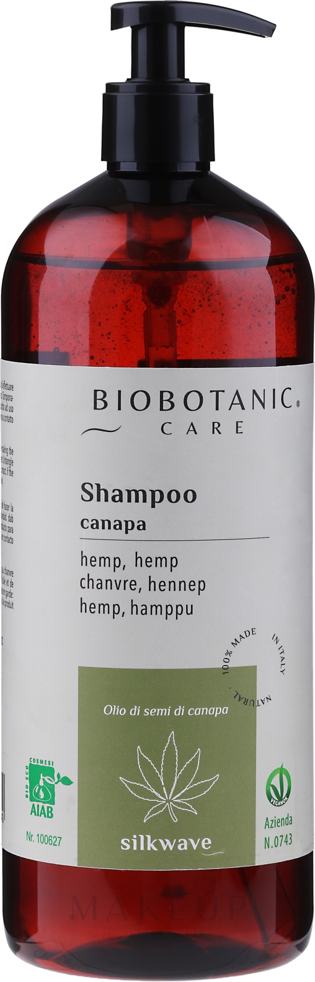 Natürliches Shampoo mit Hanfsamenöl - BioBotanic Silk Wave Hemp Shampoo — Bild 1000 ml