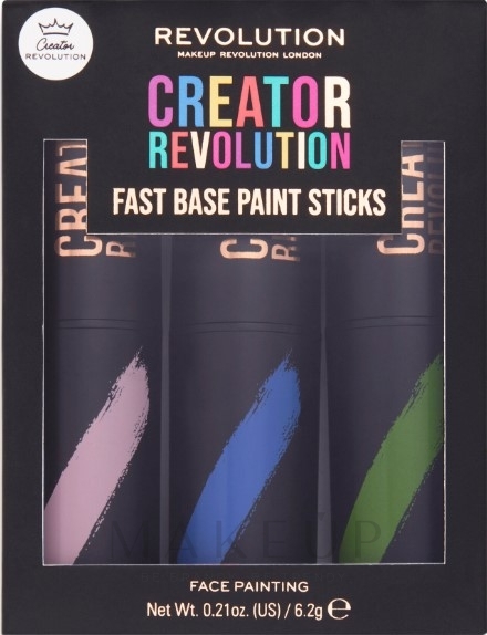 Make-up Set - Makeup Revolution Creator Fast Base Paint Stick Set Pink, Blue & Green — Bild 6.2 g