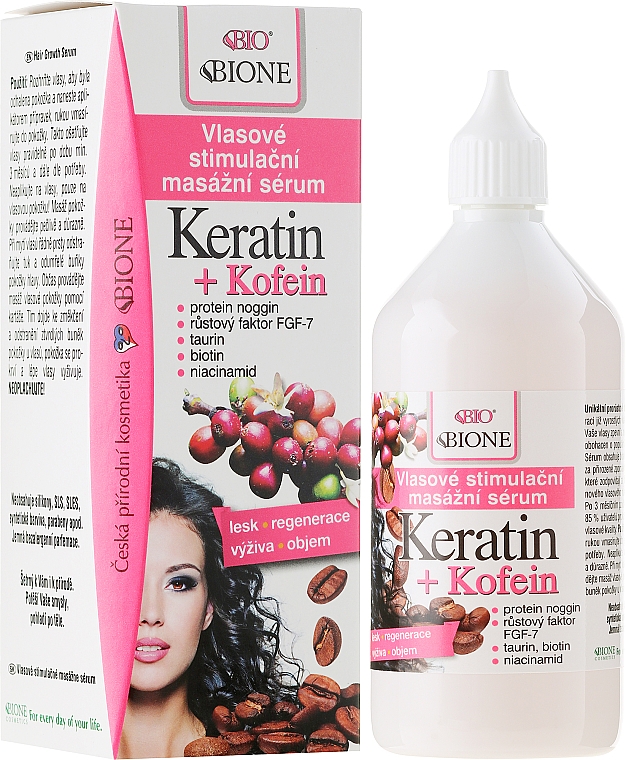 Haarserum - Bione Cosmetics Keratin + Caffeine Stimulating Massaging Hair Serum