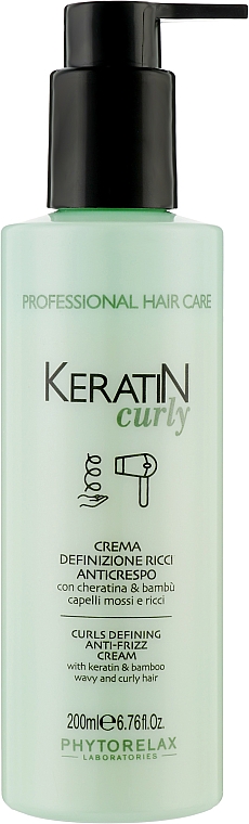 Glättende Creme für lockiges Haar - Phytorelax Laboratories Keratin Curly Curls Defining Anti-Frizz Cream — Bild N2