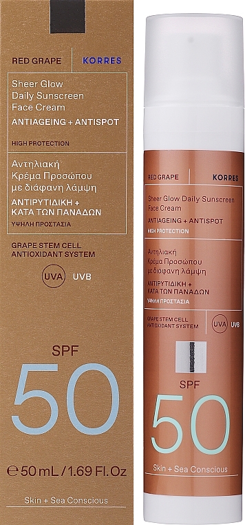 Sonnenschutzcreme für das Gesicht SPF 50 - Korres Red Grape Sunscreen Face Cream SPF50 — Bild N2