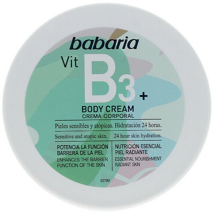 Feuchtigkeitsspendende Körpercreme mit Vitamin B3+ für empfindliche und atopische Haut - Babaria Body Cream Vit B3+ — Bild N2