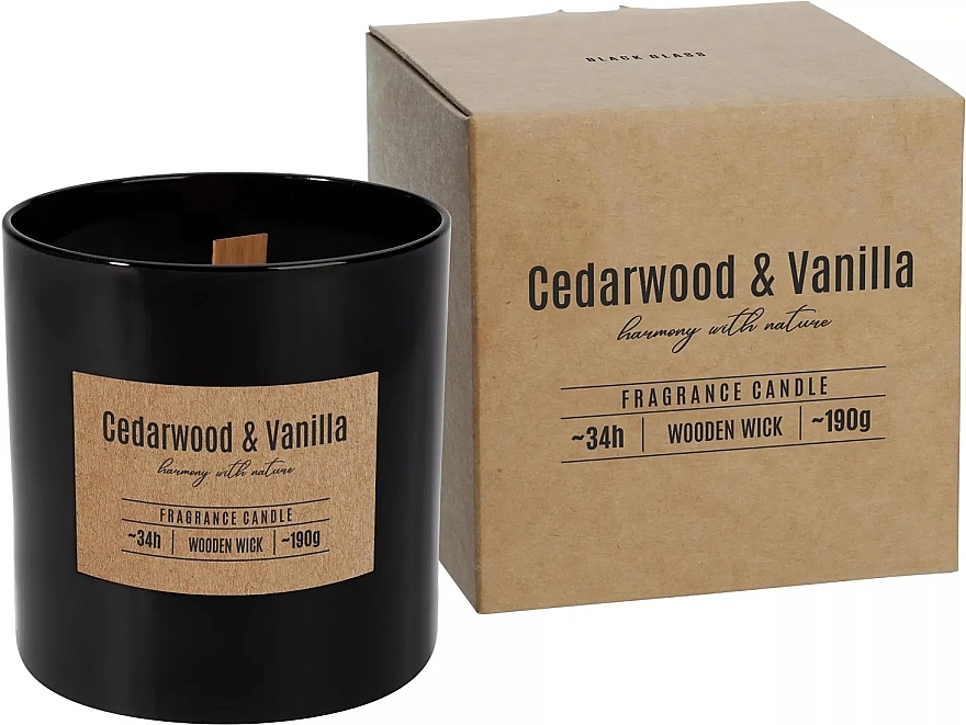 Duftkerze mit Holzdocht im runden Glas - Bispol Fragrance Candle Cedarwood & Vanilla  — Bild N4