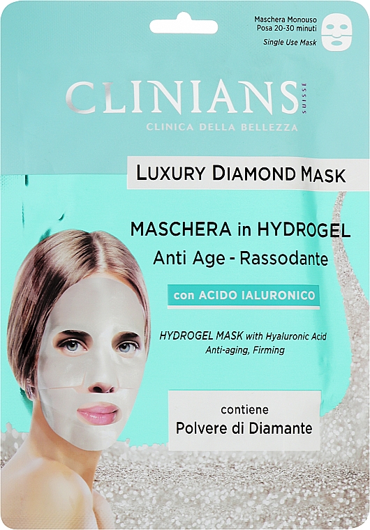 Straffende Anti-Aging Gesichtsmaske mit Hyaluronsäure - Clinians Luxury Diamond Mask Maschera in Hydrogel Anti Age — Bild N1
