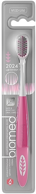 Zahnbürste mit Silberionen mittel rosa-weiß - Biomed Silver Medium — Bild N1