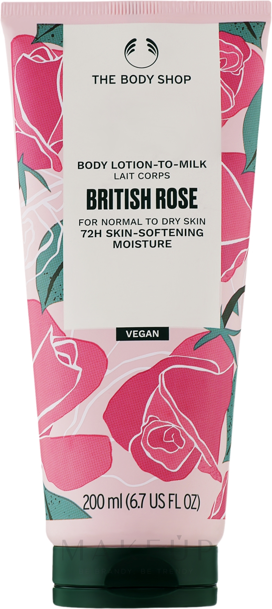 Körperlotion - The Body Shop British Rose 72h Skin Softening Moisturiser Body Lotion-to-Milk — Bild 200 ml
