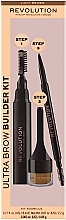 Set - Makeup Revolution Ultra Brow Builder Kit (wax/8ml + brow/pomade/2,2g + eye/crayon/0,09g)  — Bild N1