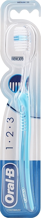 Zahnbürste 35 mittel hellblau - Oral-B 1-2-3 Indicator 35 Medium — Bild N1