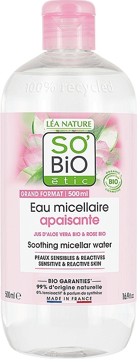 Mildes Mizellenwasser mit Aloe Vera - So'Bio Etic Hydra Aloe Vera Soothing Micellar Water — Bild N1