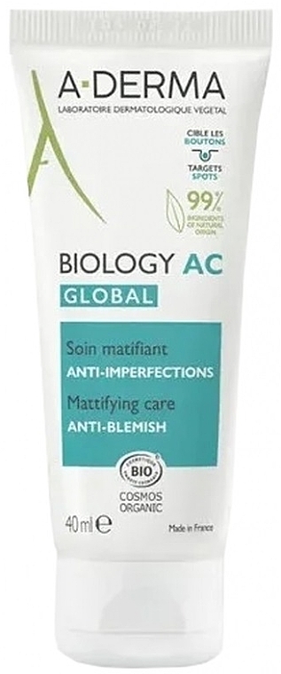 Creme für Problemhaut - A-Derma Biology AC Global Mattifying Care Anti-Blemish — Bild N1