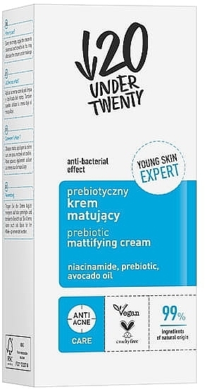 Mattierende probiotische Gesichtscreme - Under Twenty Anti! Acne Prebiotic Mattifying Cream  — Bild N2
