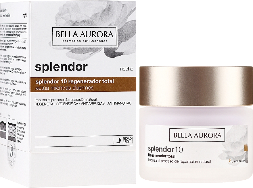 Regenerierende und straffende Anti-Falten Nachtcreme für das Gesicht - Bella Aurora Splendor 10 Total Regeneration Night Cream — Bild N1