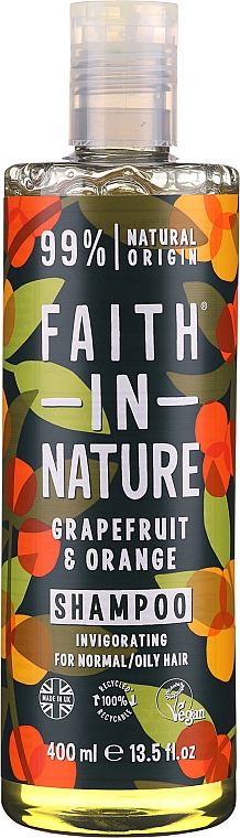 Belebendes Shampoo mit Grapefruit und Orange für normales und fettiges Haar - Faith In Nature Grapefruit & Orange Shampoo
