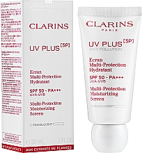 Düfte, Parfümerie und Kosmetik Feuchtigkeitsspendendes Gesichtsfluid mit Sonnenschutz SPF 50 - Clarins Uv Plus [5p] Multi-protection Moisturizing Screen SPF 50-PA + + +