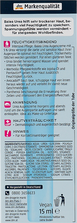 Creme für die Augenpartie mit kosmetischem Urea - Balea Urea Eye Cream — Bild N3