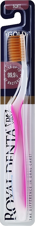 Zahnbürste weich mit Gold-Nanopartikeln rosa - Royal Denta Gold Soft Toothbrush — Bild N1