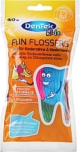 Kinderzahnseide grün, blau, rosa 40 St. - DenTek Kids Fruit Fun Flossers — Bild N1