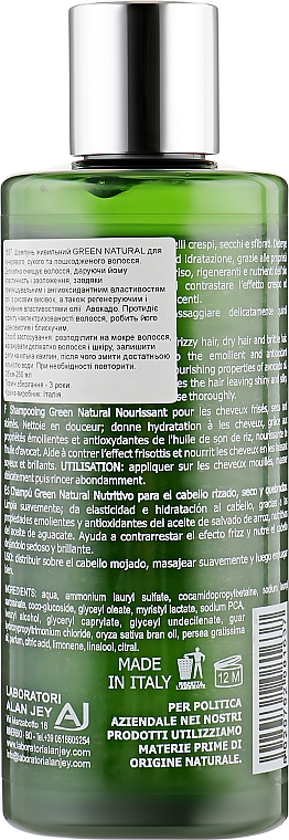 Nährendes Shampoo für sprödes, trockenes und geschädigtes Haar - Alan Jey Green Natural Shampoo  — Bild N2